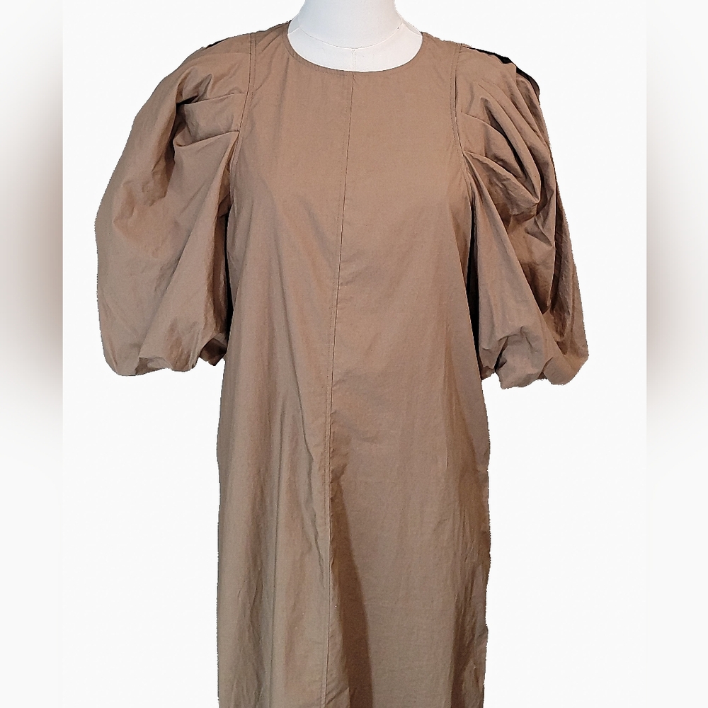 H&M Brown RETRO 2020 DRESS WITH BALLOON SLEEVE - Picture 5 of 9